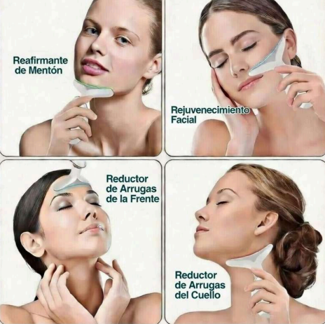 Masajeador de cara, cuello y papada con vibración y LED